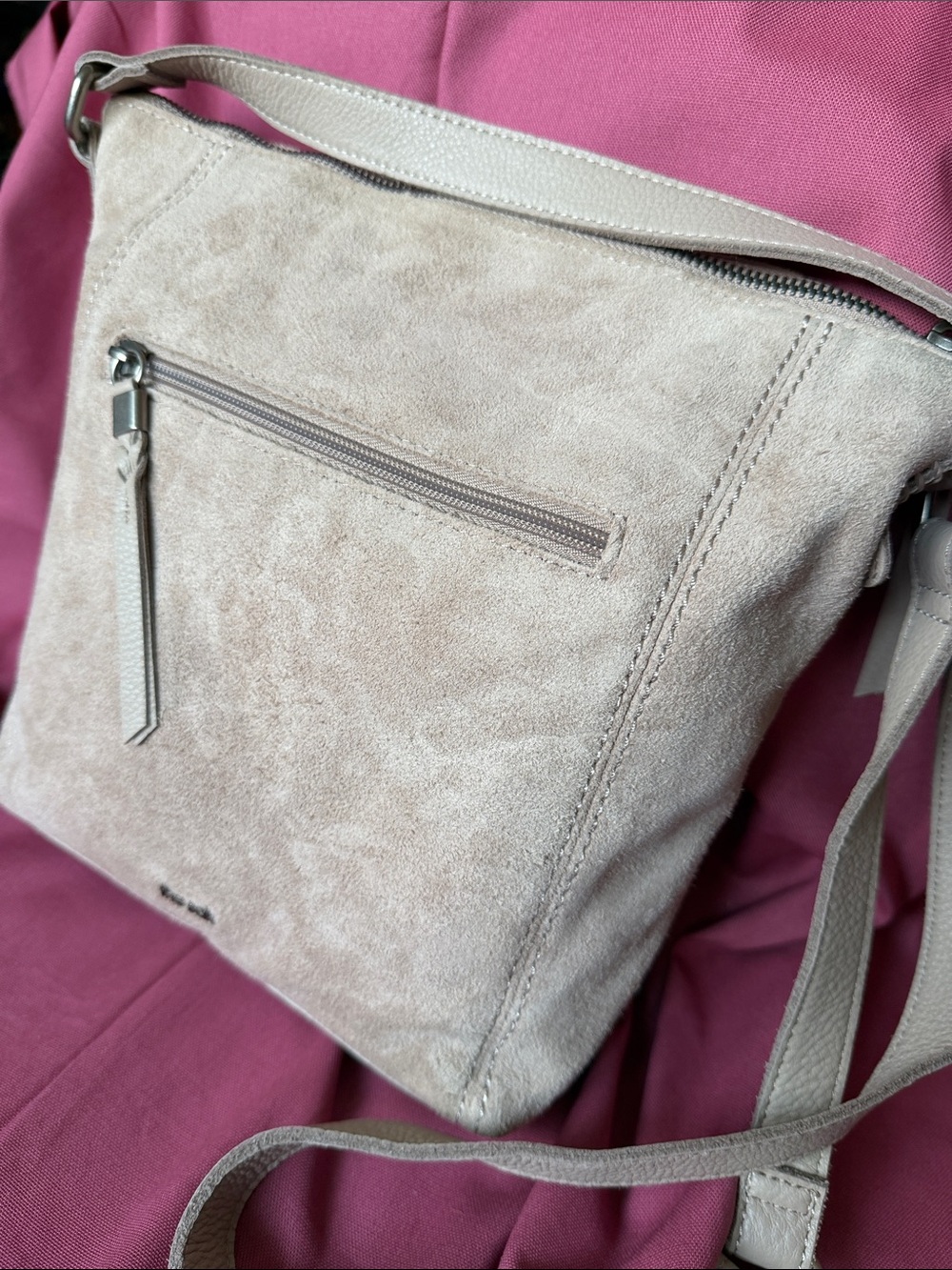 The Sak Ashland Suede Crossbody Bag Sand Color Adjustable Strap